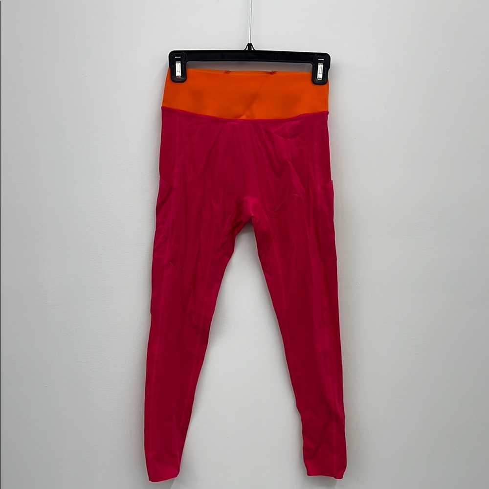 Vibrant Pink and Orange Leggings with Streamlined Fit